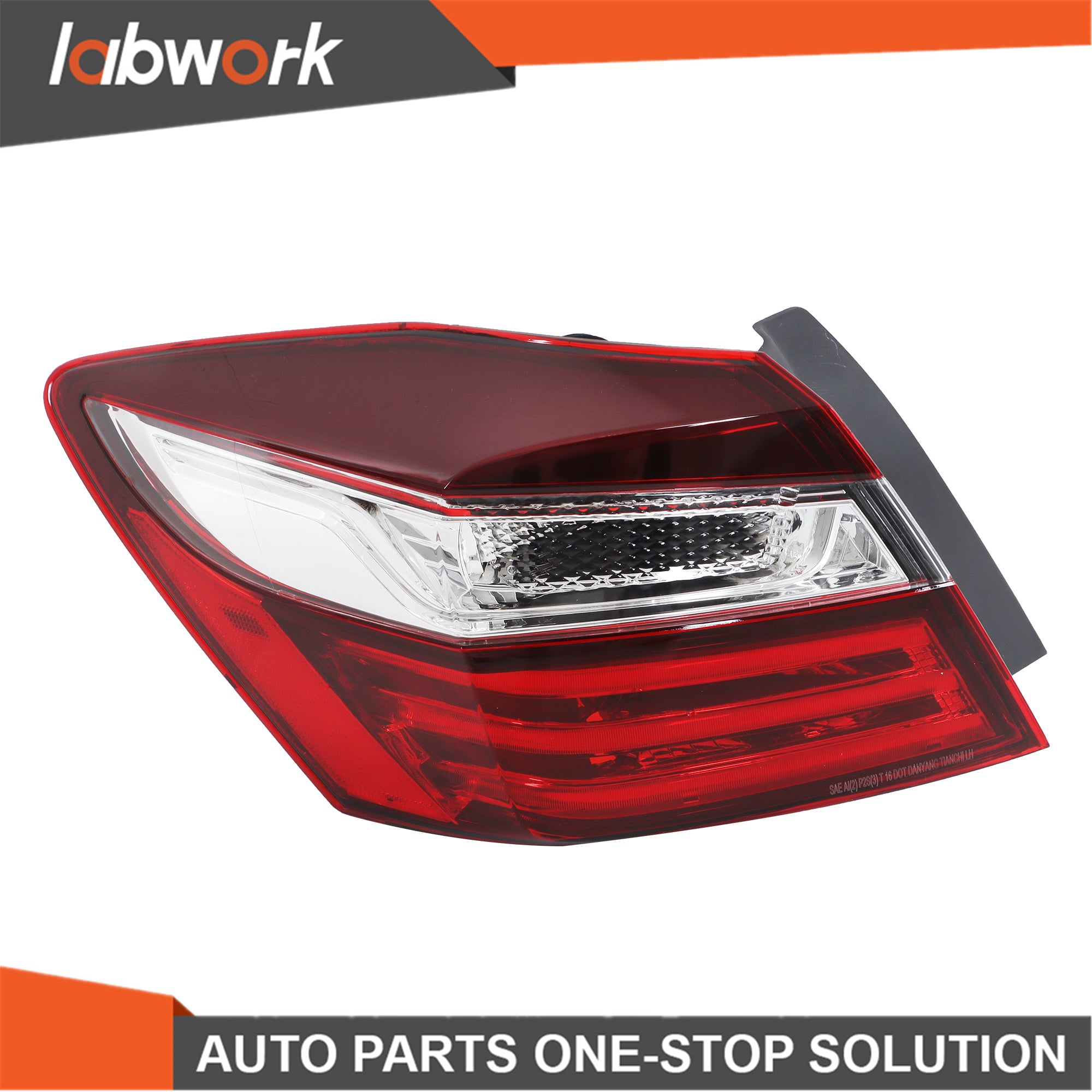 SEBLAFF LED Tail Light Assembly – For 2016-2017 Honda Accord 4DR – Rear Outer Driver Left Side – Clear/Red Lens