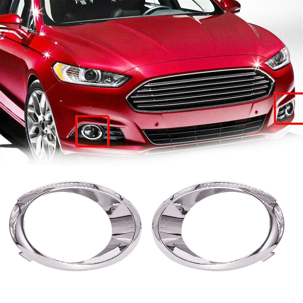 Chrome LH/RH Fog Light Cover Bezel Trim Ring For Ford Fusion Mondeo 2013-2016 Lab Work Auto