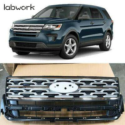 FOR Ford Explorer Limited XLT 2018 2019 Front Upper Grille Grill Silver & Black - Lab Work Auto