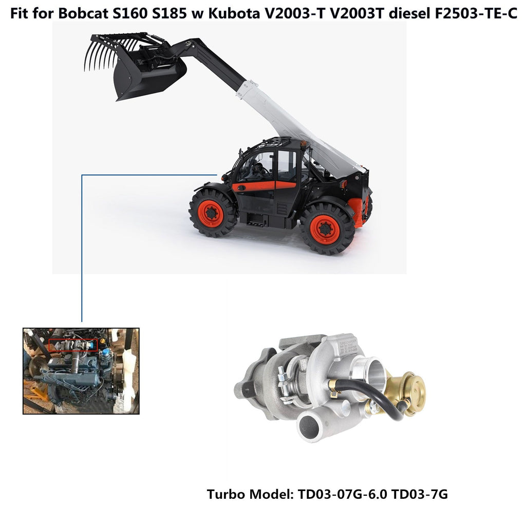 Fit For Bobcat S160 S185 w Kubota V2003-T Turbocharger TD03-7G 1G62217013 Lab Work Auto