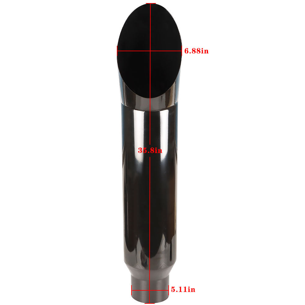 Stainless Gloss Shiny Black Cat Miter Cut Smoker Exhaust Stack 4" Inlet 7" Outlet 36 - View #14