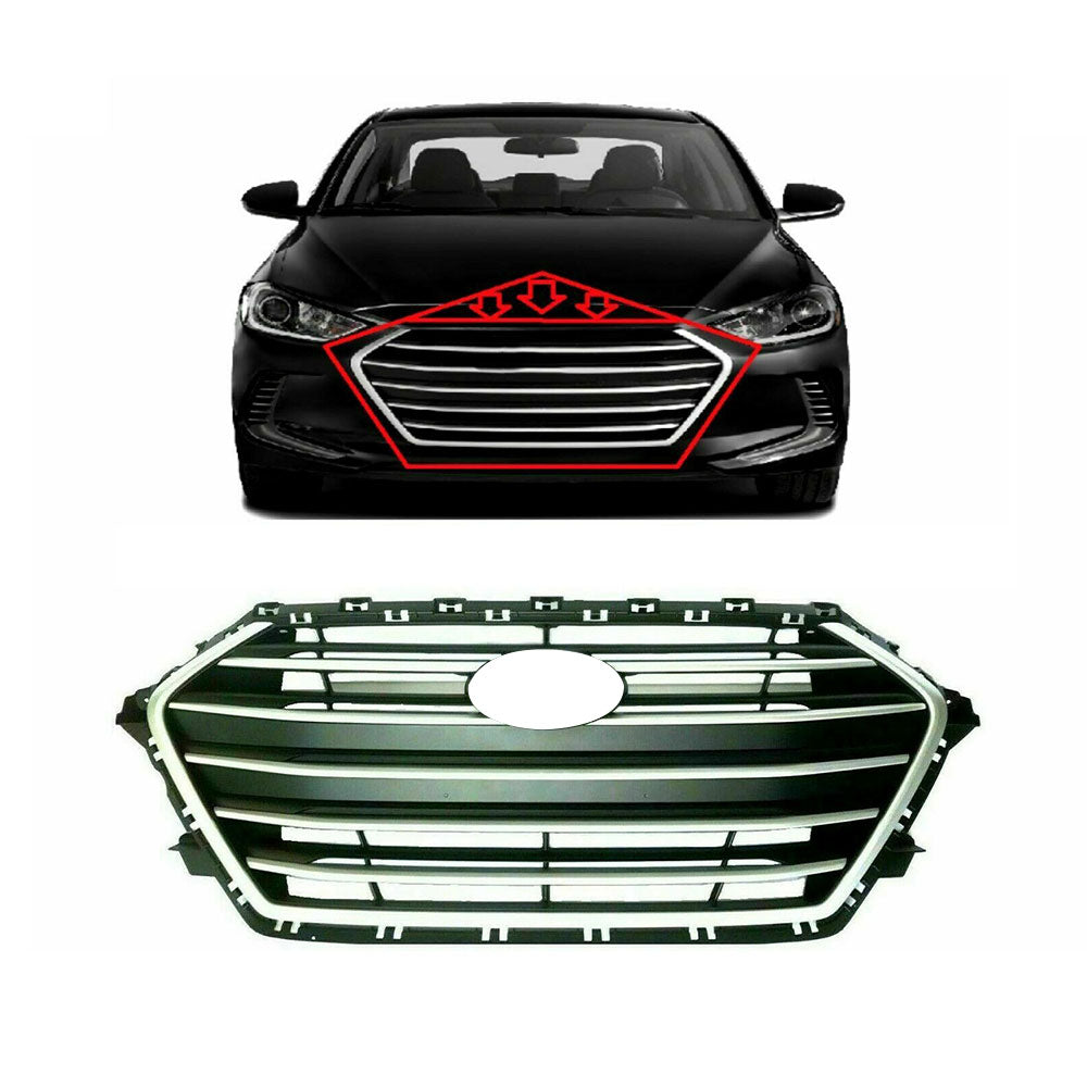 Labwork Front Bumper Grille Honeycomb Mesh Grill Fit for 2017 2018 Hyundai  Elantra 