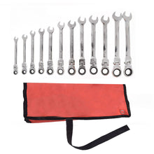Load image into Gallery viewer, Metric Flexible Head Ratcheting Wrench Combination Spanner Tool Set 12pc 8-19mm Lab Work Auto
