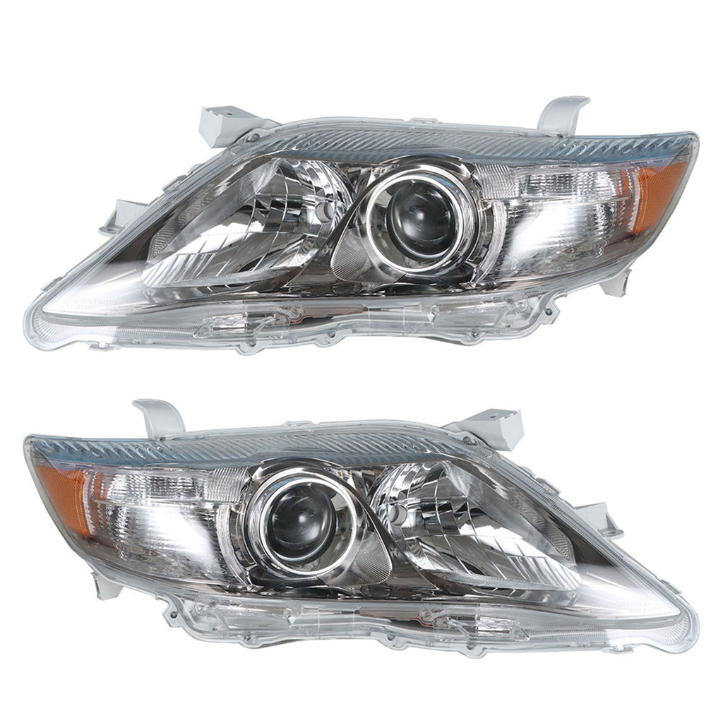 for 2010-2011 Toyota Camry SE Clear Lens Black+Chrome Headlights Headlamps 1Pair Lab Work Auto