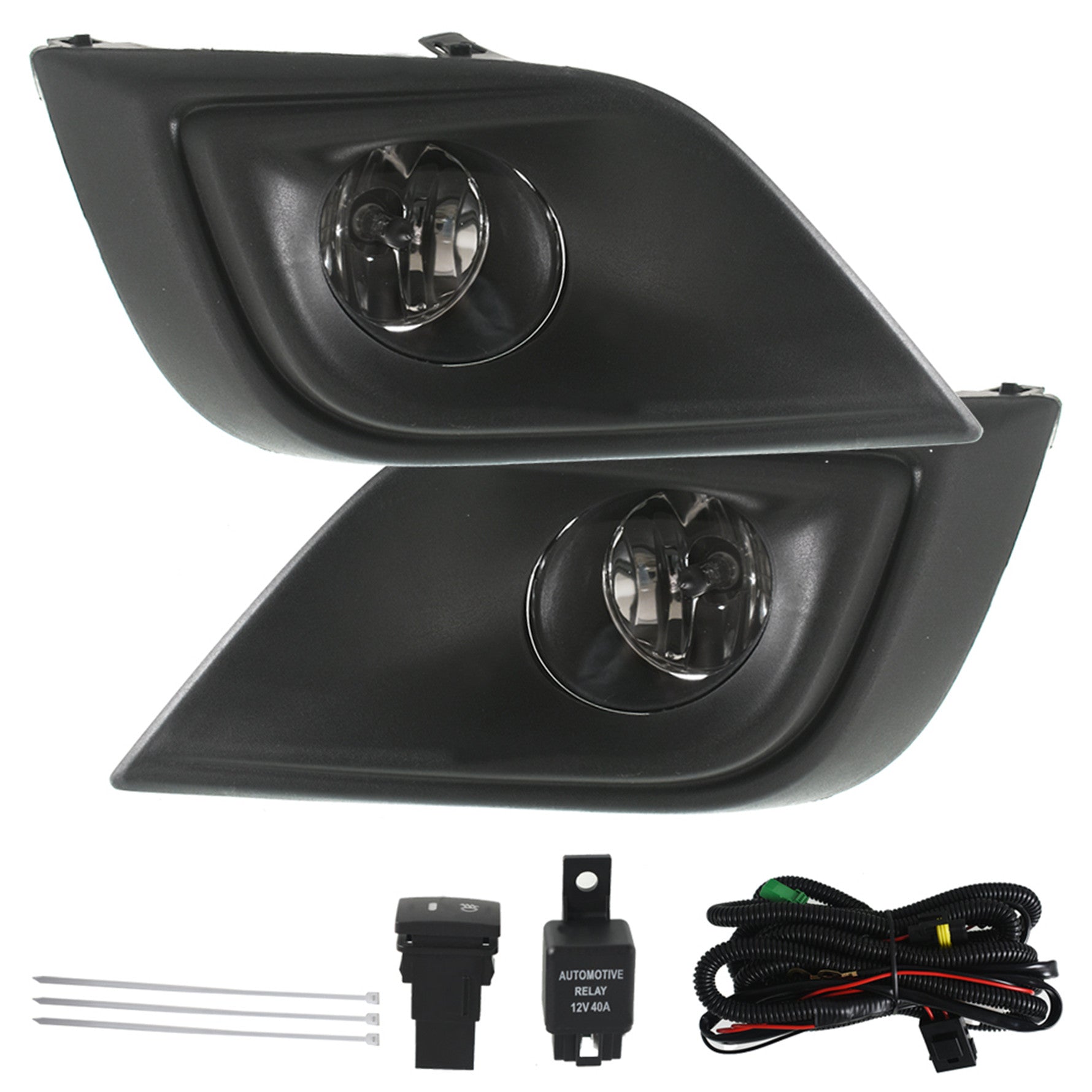 Crystal Clear Fog Bumper Lamp w/Switch+Harness+Bezel Fits MT1HC99CHLF