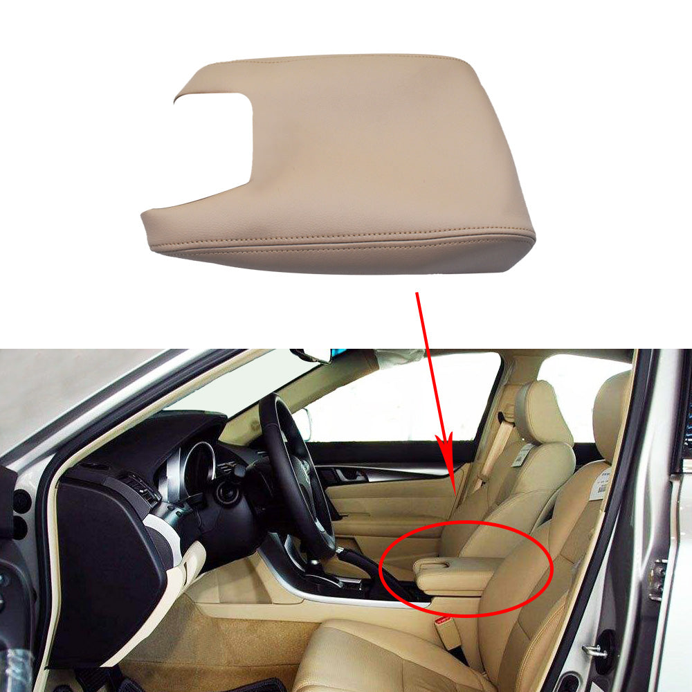 For 09-14 Acura TL Beige/Tan Vinyl Leather Center Console Lid Armrest Cover