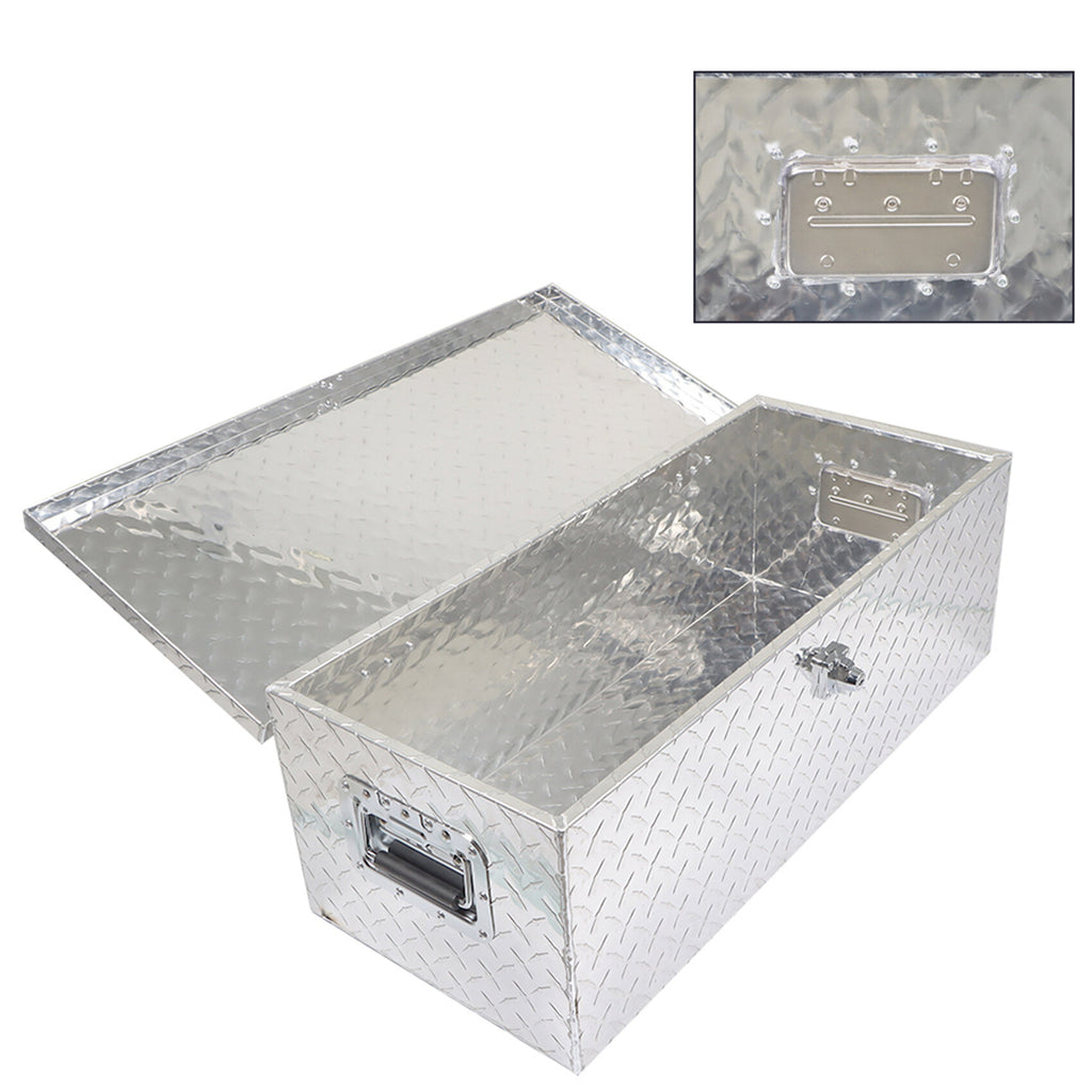 labwork 30 Inch Aluminum Diamond Plate Tool Box Organizer With Lock Key Silver
