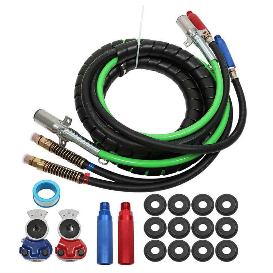 labwork 12FT Air Lines for Tractor Trailer, Air Hose for Semi Truck 3 in 1 ABS & Power Airlines 12pcs 7 Way Electrical Cable