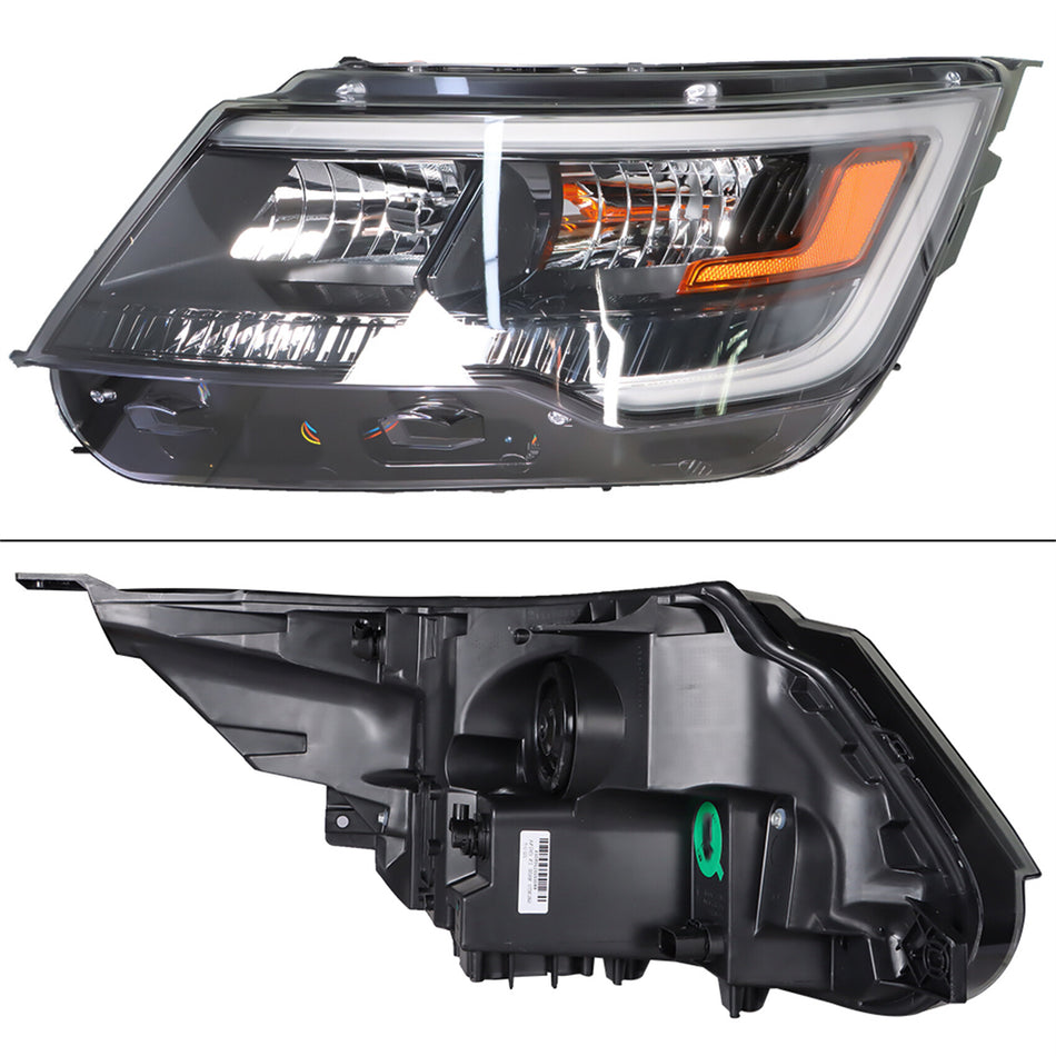 labwork Headlight Assembly Replacement for 2016-2018 Ford Explorer Headlamp Right Passenger Side Halogen Black Housing Headlight FB5Z13008AD