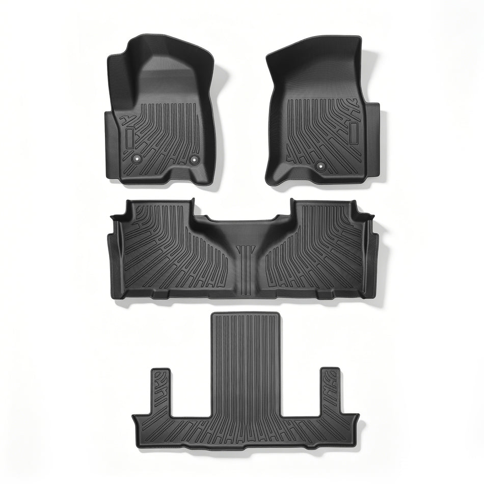 3 Rows TPE All-Weather Floor Mats for 2021-2026 Chevy Tahoe Yukon