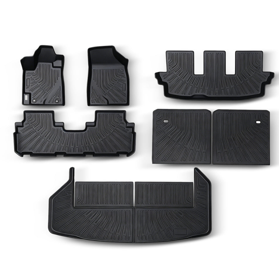 labwork 7-Piece 3D TPE All-Weather Floor Mats Cargo Liner Backrest Set for 2008-2013 Toyota Highlander [Non-Hybrid]