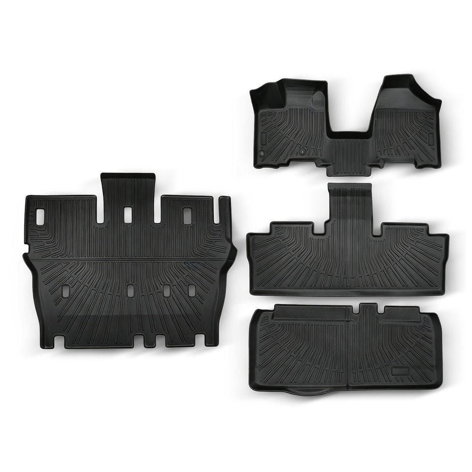 Floor Mats for Toyota Sienna (7 Seater) - Heavy Duty All Weather Custom Fit Rubber Mats - Compatible with Models 2004-2010 | Complete Set with Front, Back and Cargo, Black
