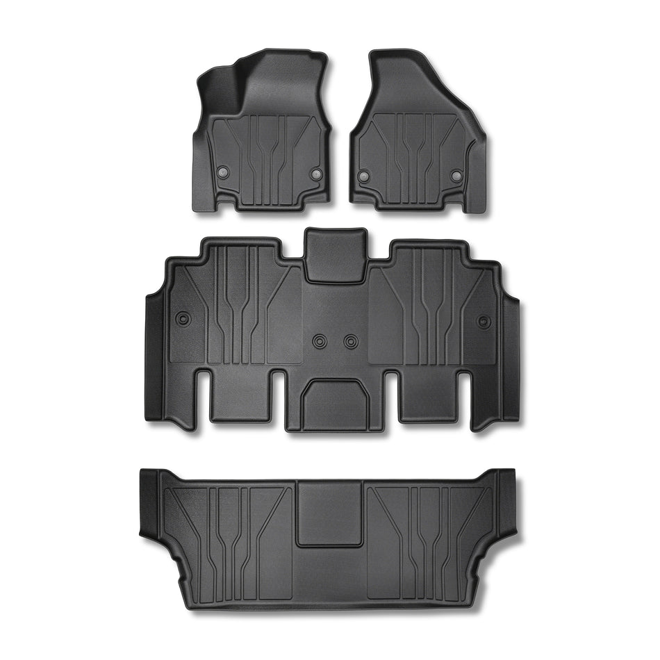 4Pcs Car Floor Mats Liner Front and Rear TPE Black Replacement for Pacifica 2017-2025 7 and 8 Seats Passenger Model