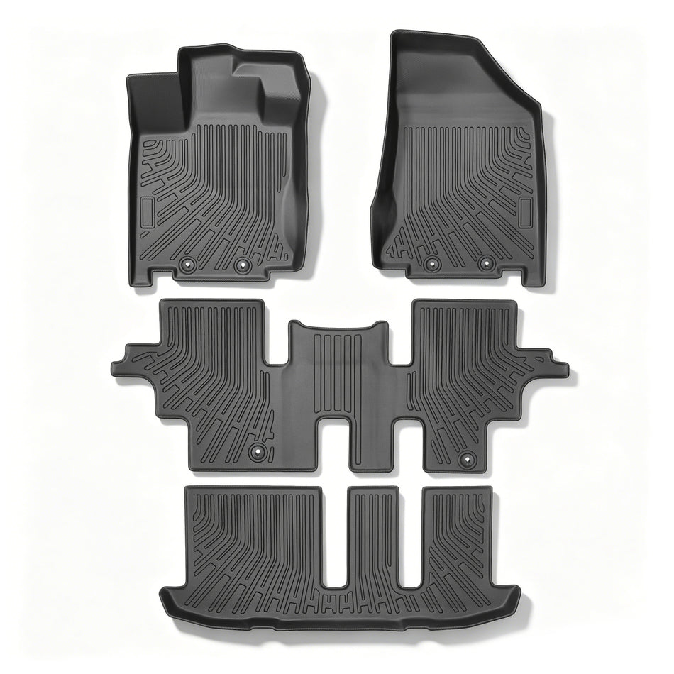 4-Piece 3D TPE Floor Mats Set  (1st, 2nd & 3rd Row) for  2013-2020 Nissan Pathfinder & 14-20 Infiniti QX60