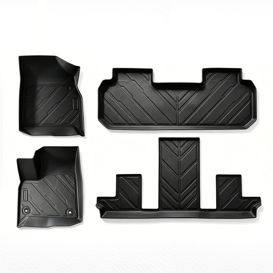 Full Set TPE All-Weather Floor Mats for 2018-2025 Chevy Traverse 7 Passenger