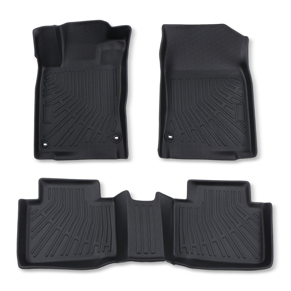 Floor Mats 3Pcs Two Rows Floor Liners Black TPE Replacement for Civic Sedan Hatchback Coup 2016-2021
