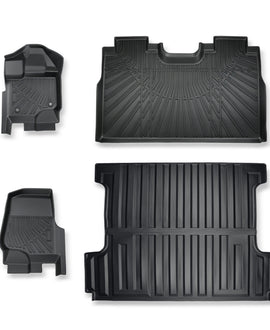 3D Custom Fit TPE Floor Liners + 5.5FT Short Bed Mat Set for 2015-2026 Ford F-150 Crew Cab / SuperCrew - All-Weather Heavy-Duty Set