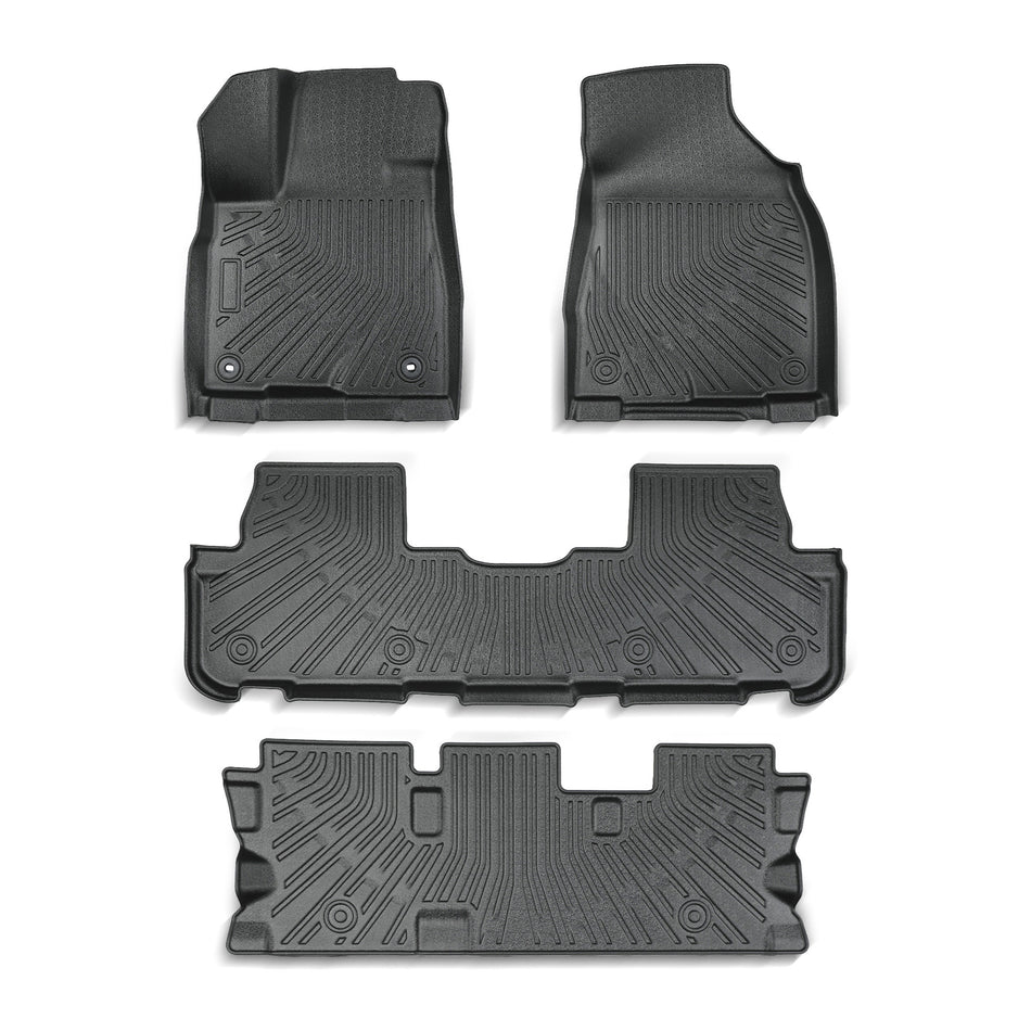 TPE Floor Mats for Toyota Highlander 7&8 Seats(Not for Hybrid) | 2014 2015 2016 2017 2018 2019 All Weather Custom Fit Heavy Duty Floor Liners