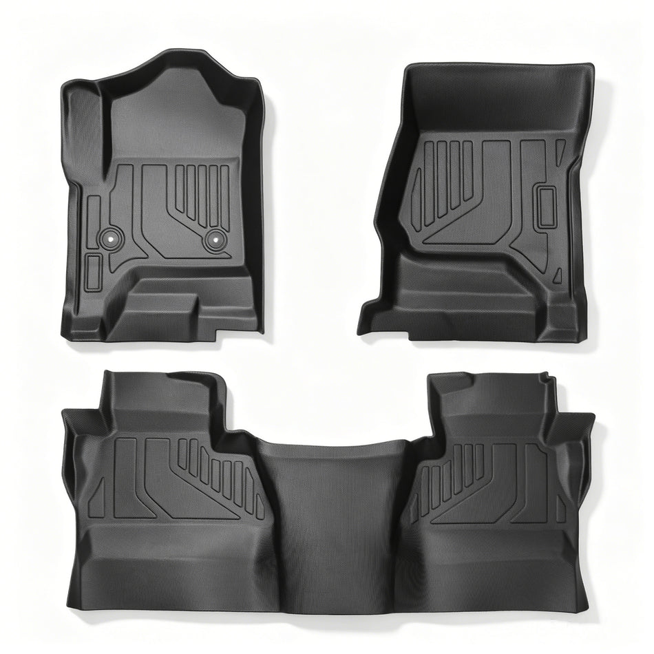 Full Set 3D TPE All-Weather Floor Mats for 2014-2019 Chevy Silverado GMC Sierra 1500 2500 3500 HD