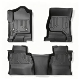 Full Set 3D TPE All-Weather Floor Mats for 2014-2019 Chevy Silverado GMC Sierra 1500 2500 3500 HD