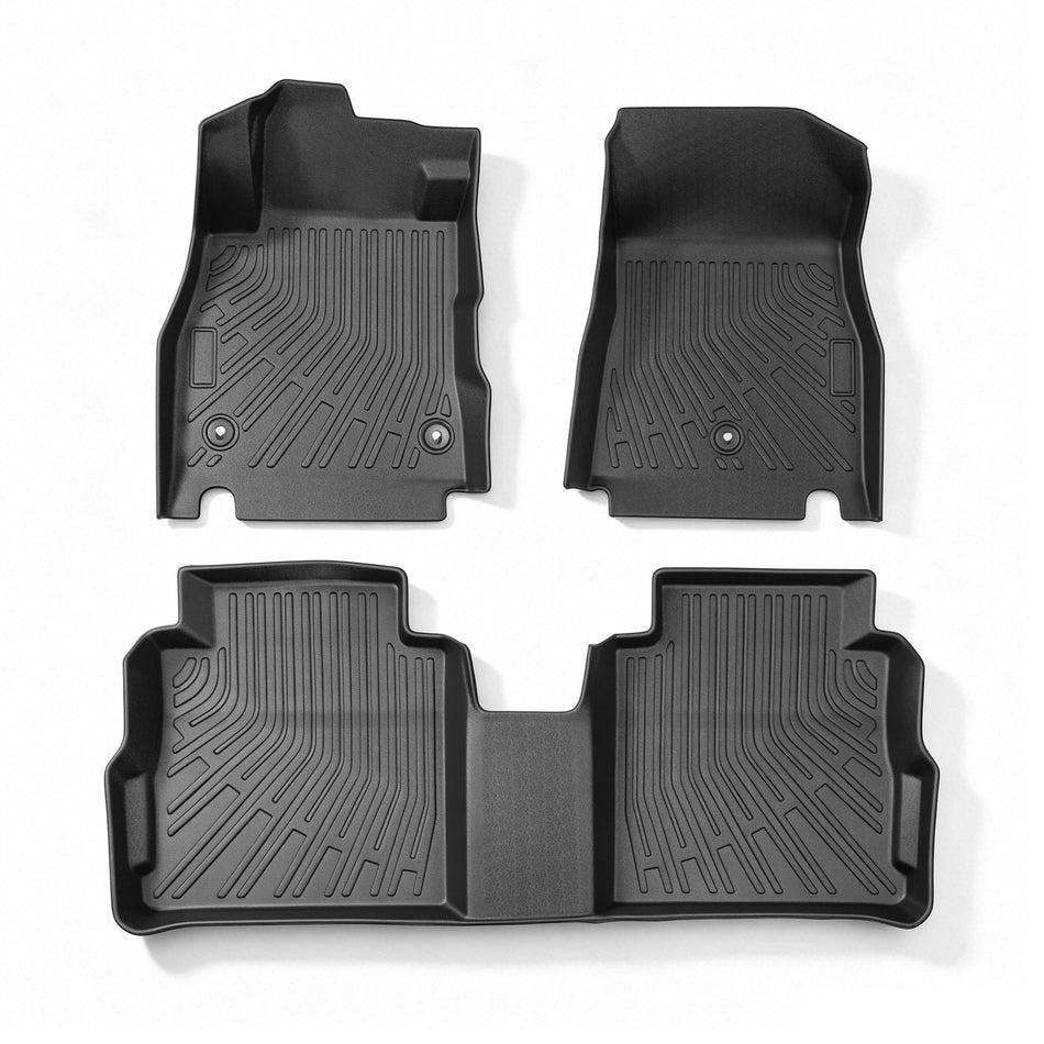 Black 3Pcs Front and Rear TPE Car Floor Mats Replacement for Kicks 2018-2024
