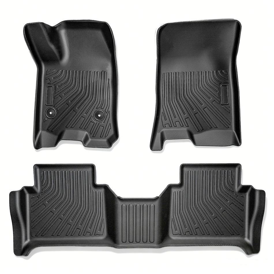 3-Piece TPE All-Weather 3D Floor Mats with Metal Emblem for Colorado Canyon 2023-2026 [Fits 4-Door Crew Cab Only]