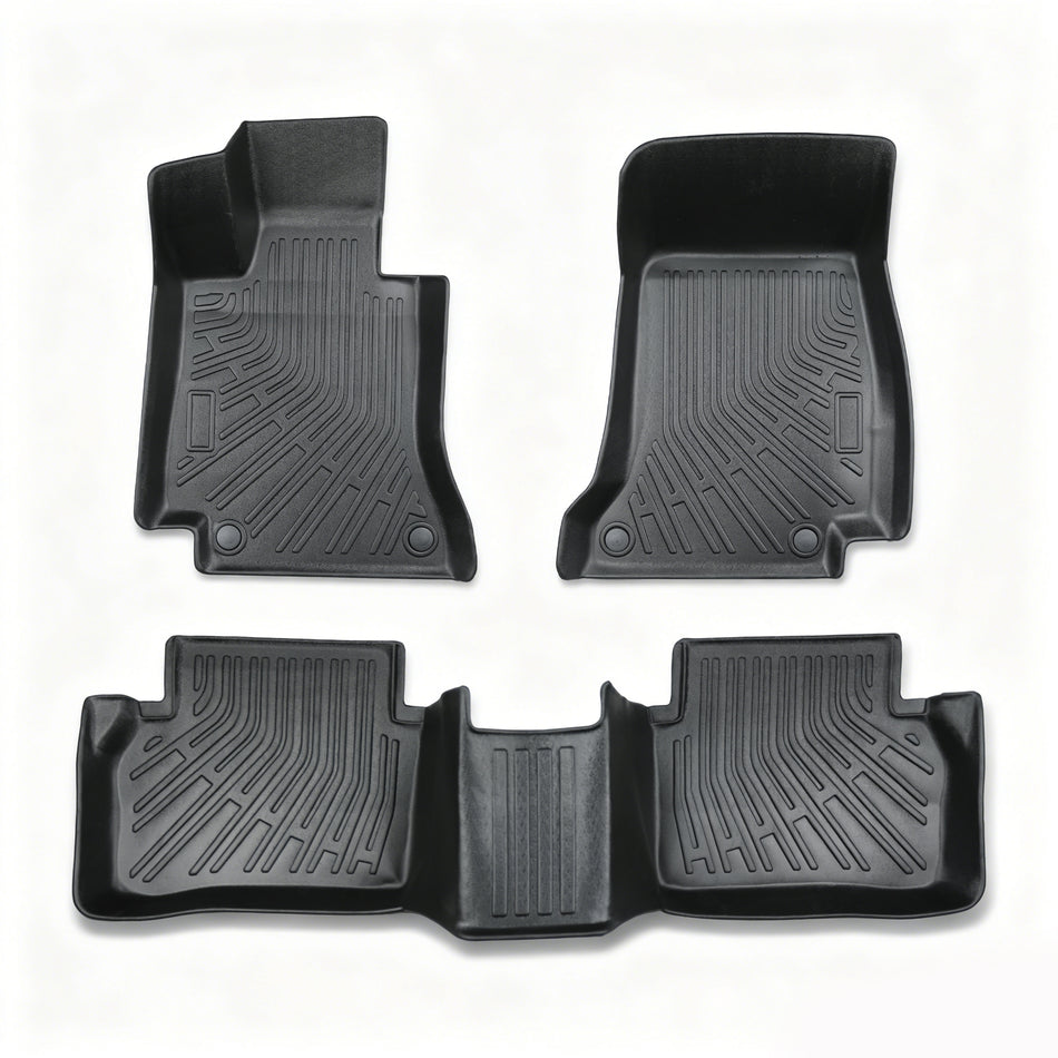 3Pcs Car Floor Mats Liner Front and Rear TPE Black Replacement for E-Class 2017-2023