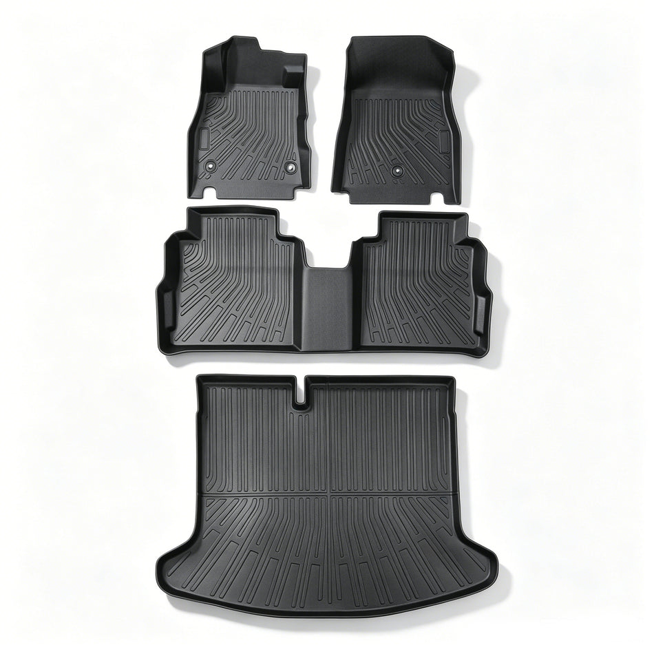 Black 4Pcs Front and Rear TPE Car Floor Mats and Cargo Liner Replacement for Kicks 2018-2024