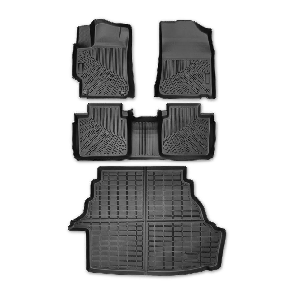 Floor Mats & Cargo Liner Set for 2007-2011 Toyota Camry All Weather Automotive TPE Floor Liners Set