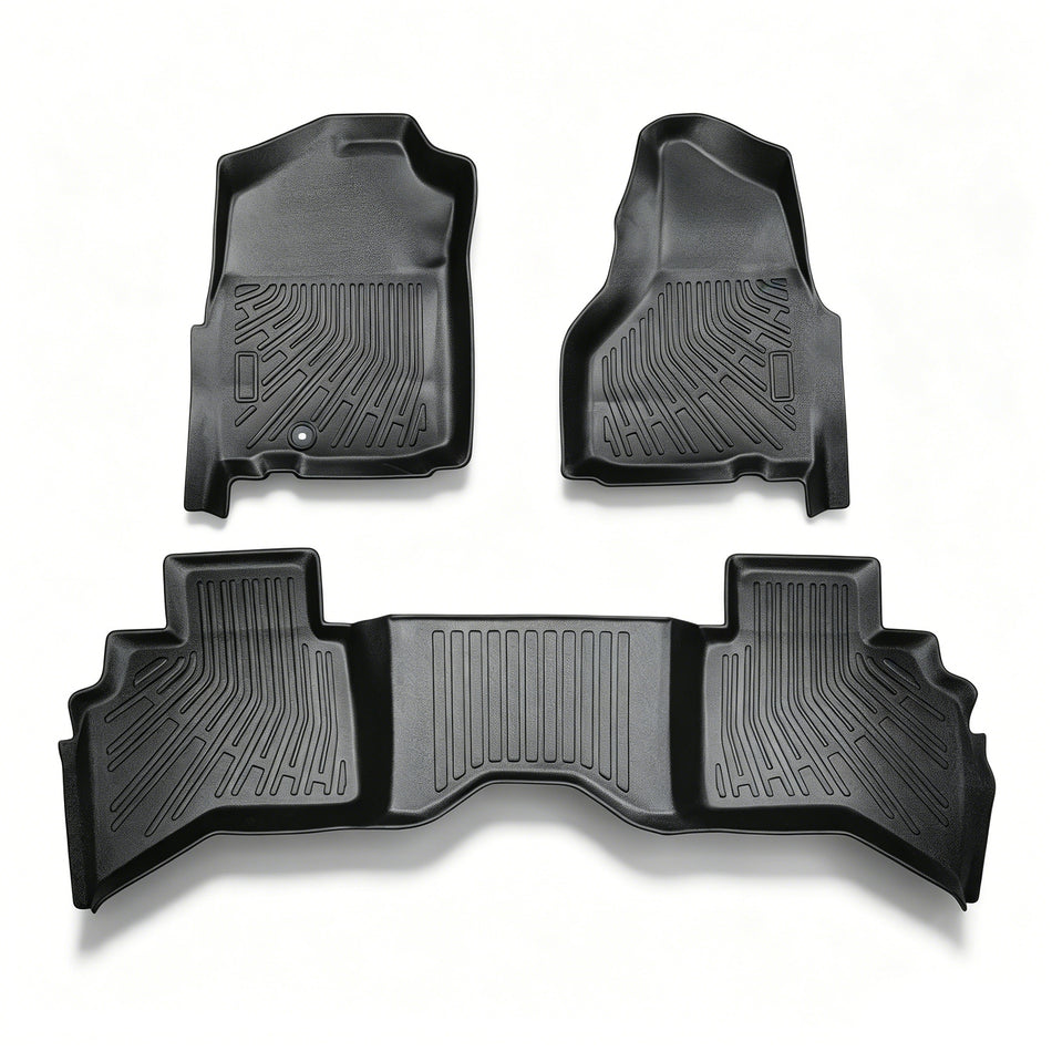 3PCS Floor Mats Black TPE Replacement for R-am 1500 Quad Cab 2002-2008 Replacement for R-am 2500 3500 Quad Cab Heavy Duty 2003-2009
