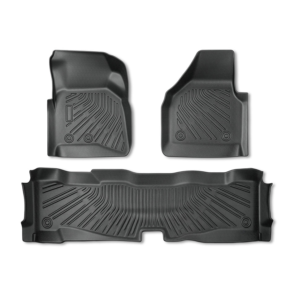 3Pcs Car Floor Mats Front and Rear TPE Black Replacement for F-250 F-350 Super Duty SuperCab 2008-2010