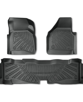 3Pcs Car Floor Mats Front and Rear TPE Black Replacement for F-250 F-350 Super Duty SuperCab 2008-2010