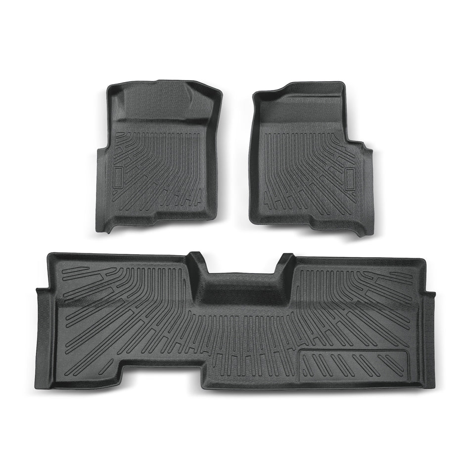 For 2009-2014 Ford F-150 F150 SuperCab TPE Front &2nd Row Floor Mats Liner Black