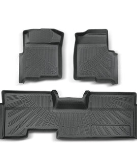 For 2009-2014 Ford F-150 F150 SuperCab TPE Front &2nd Row Floor Mats Liner Black