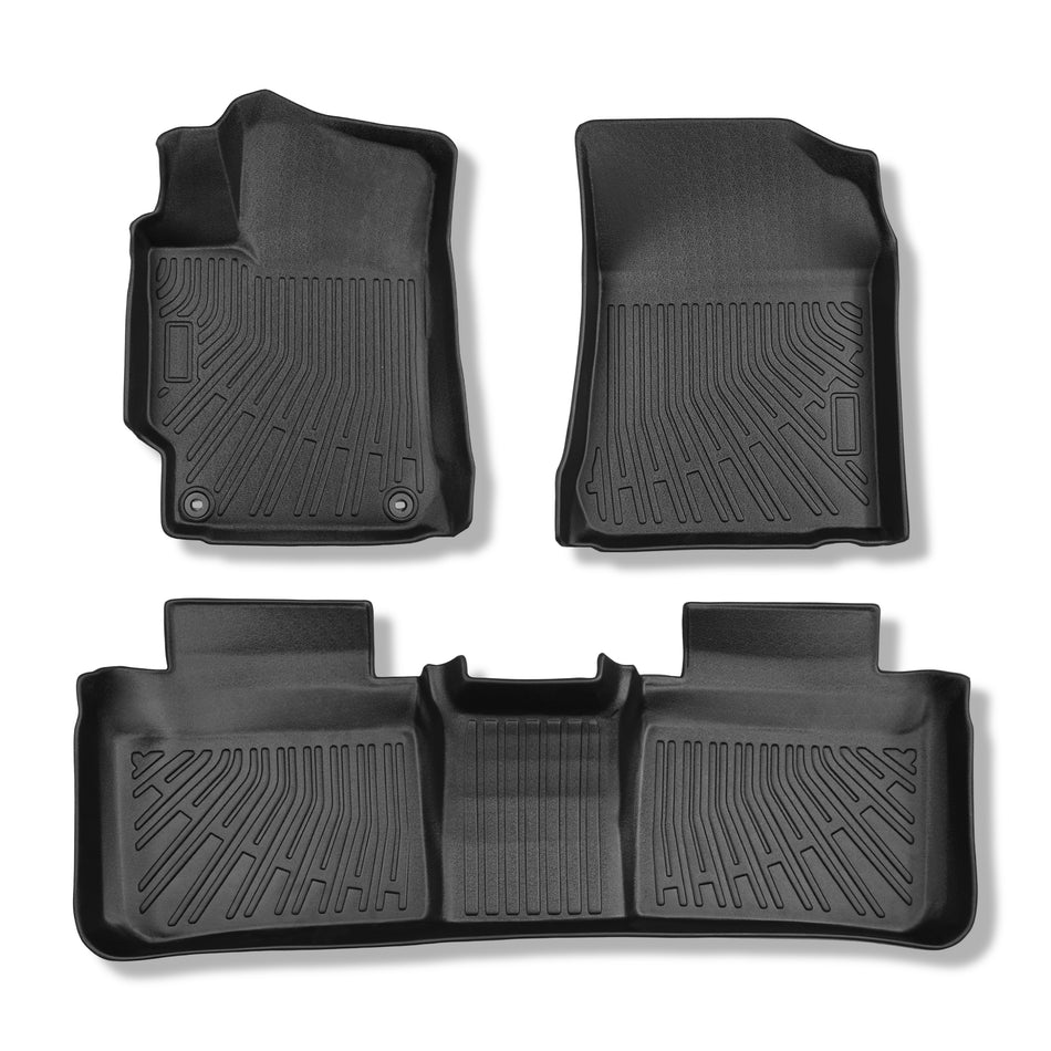 Black 3Pcs Front and Rear TPE Car Floor Mats Replacement for Camry 2012-2017