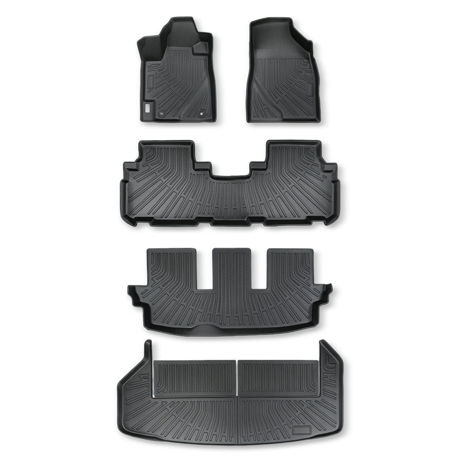5Pcs Car Floor Mats and Cargo Liner Front and Rear TPE Black Replacement for Highlander 2008-2013