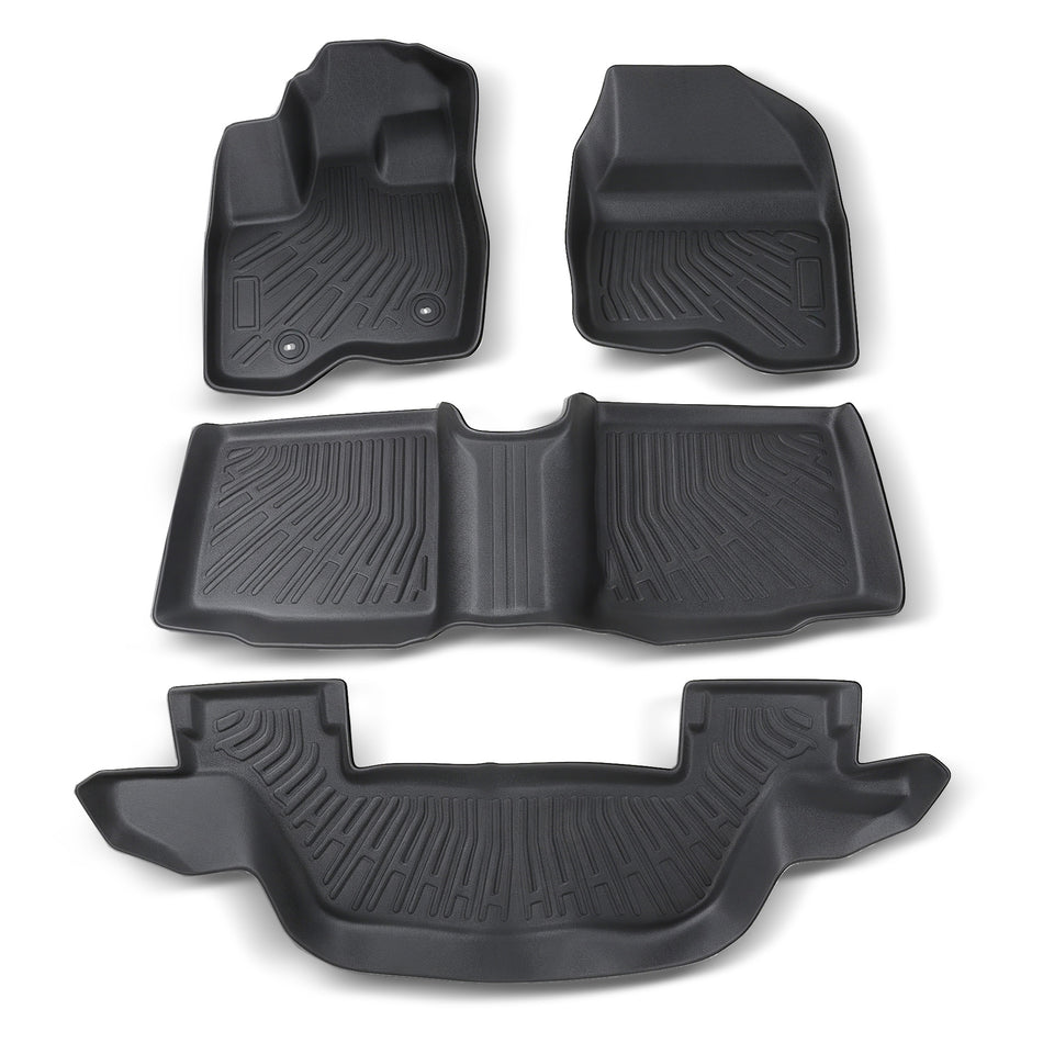 4PCS TPE All-Weather Floor Mats [2nd Row Bench Seat] for 2011-2014 Ford Explorer 7 Seats