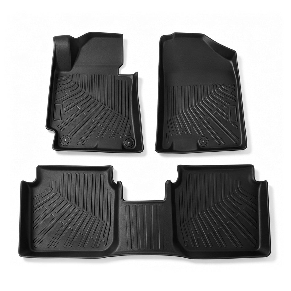 3PCS Floor Mats Black TPE Replacement for Elan-tra 2011-2016 1st and 2nd Row