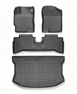 TPE Floor Mats Liners & Trunk Cargo Liner Set For 2012-2015 Toyota Prius C Black