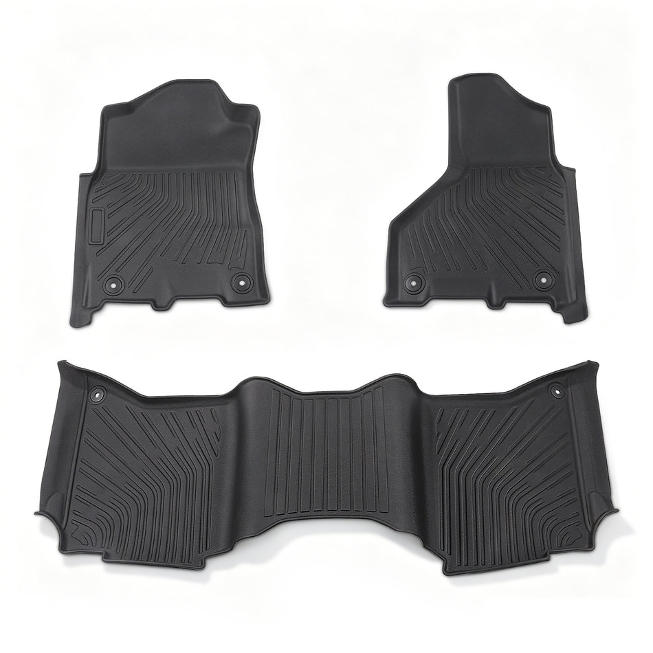 labwork 3-Piece 3D TPE All-Weather Floor Mats for 2019-2024 Dodge Ram 2500 3500 Crew Cab