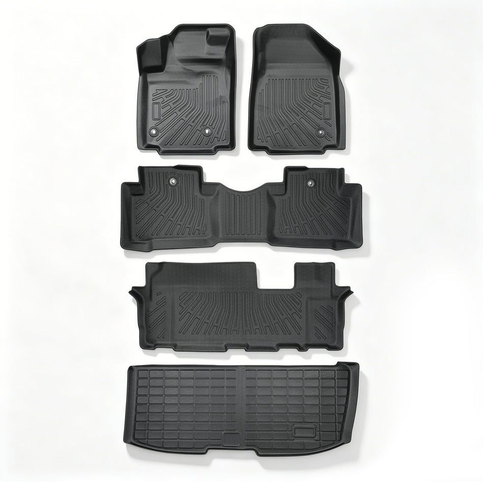 5PCS Floor Mats and Cargo Liners Black TPE Replacement for Pilot 2009-2015