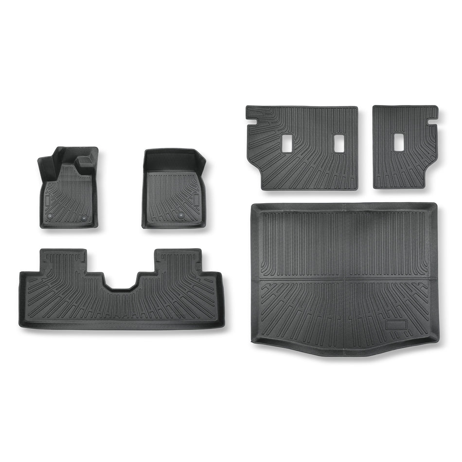 3D Custom Fit TPE Floor Liners + Cargo Mat & Seat Backrest Set for 2021-2025 Ford Mustang Mach-E - All-Weather Protection (Excludes Gas Mustang)