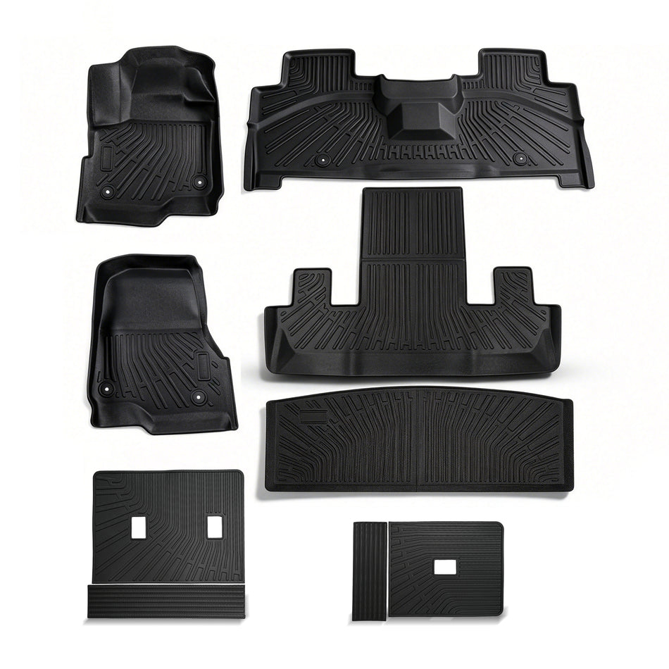 Full Set TPE Floor Mats Cargo Backrest Liners for 2018-2025 Ford Expedition 7 Seats