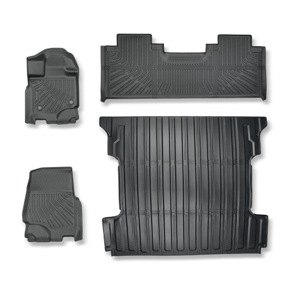 4-Piece All-Weather TPE Floor Liners & 6.5 Foot Truck Bed Mat for 2015-2026 Ford F-150 SuperCab Extended Cab – Heavy Duty Custom Fit Protection