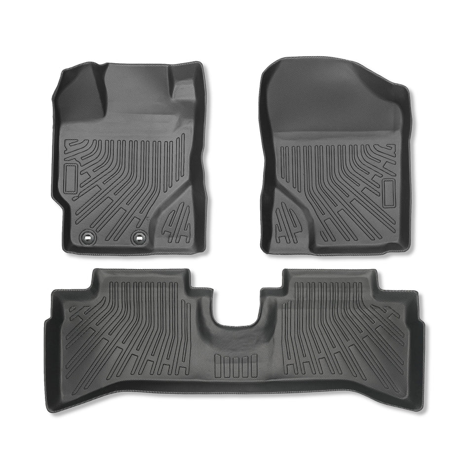 Floor Liners Fit 2012-2016 Toyota Prius C Front/2nd 3p Black