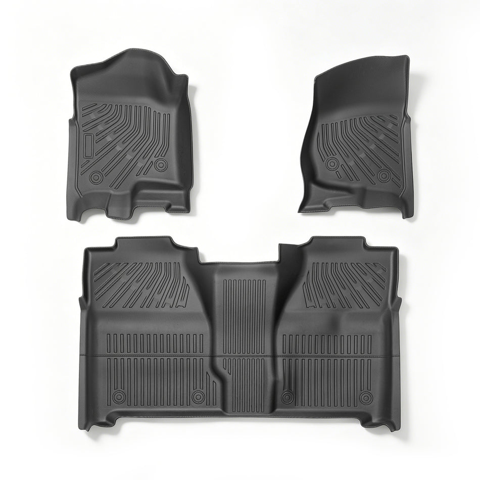 labwork 3-Piece 3D TPE All-Weather Floor Mats for 2007-2014 Chevy Silverado GMC Sierra Crew Cab 1500 2500 3500 HD