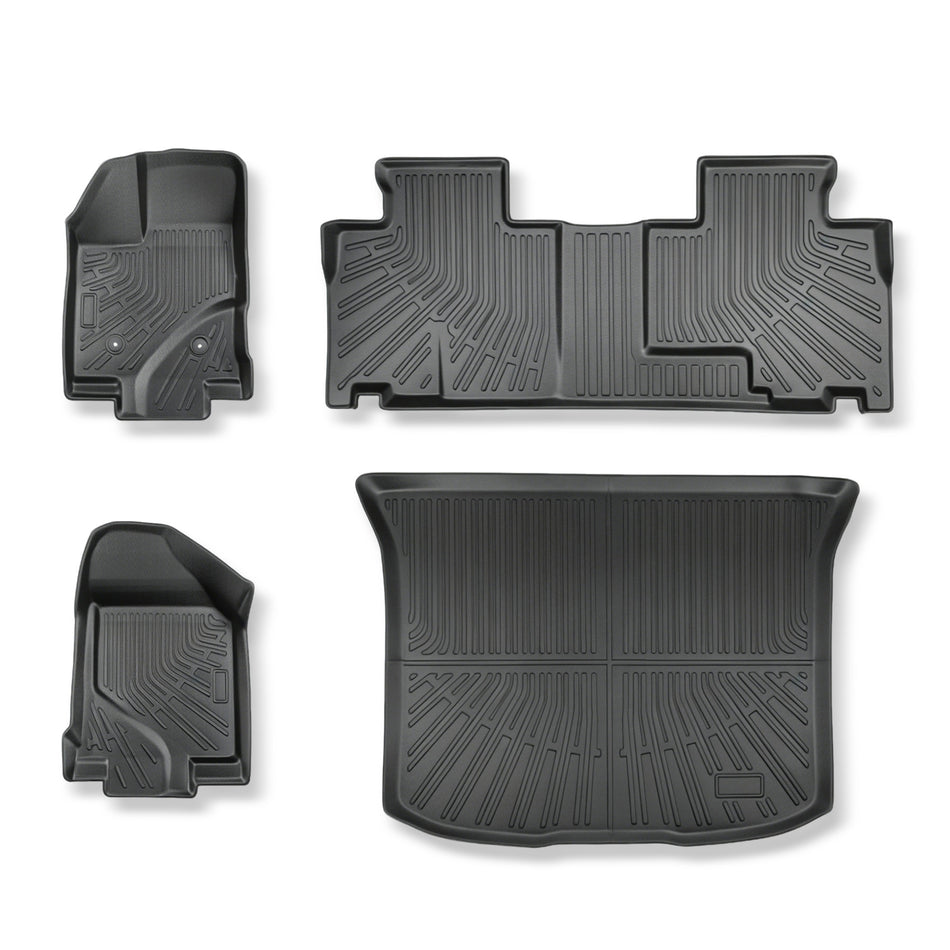 3D Custom Fit TPE Floor Liners & Trunk Cargo Mat Set for 2007-2014 Ford Edge & 2007-2015 Lincoln MKX - All-Weather Protection (Excludes 2015+ Edge / 2016+ MKX)