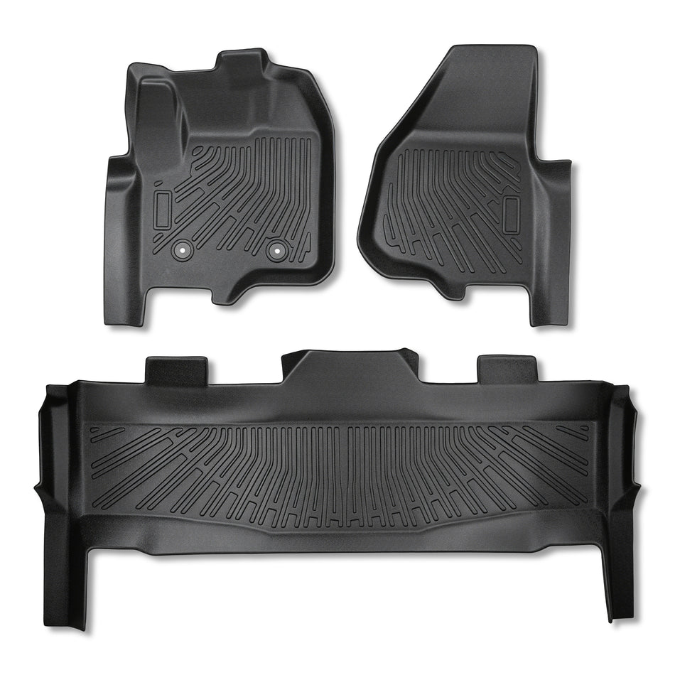 3Pcs Front and Rear TPE Car Floor Mats Replacement for F250 F350 F450 F550 Super Crew Cab 2012-2016