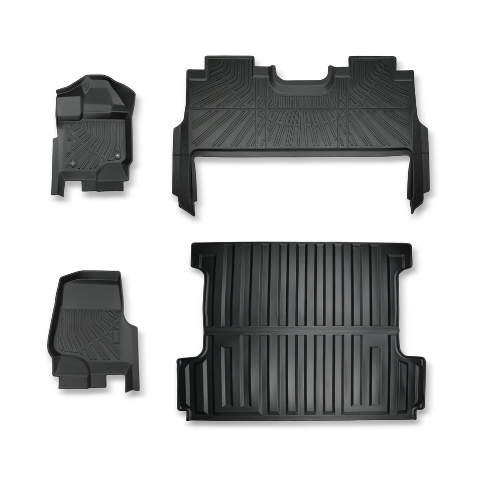 3D Laser Measured TPE Floor Mats for 2015-2025 Ford F-150 / F150 Lightning SuperCrew – Eco-Friendly All-Weather Heavy-Duty Floor Liners