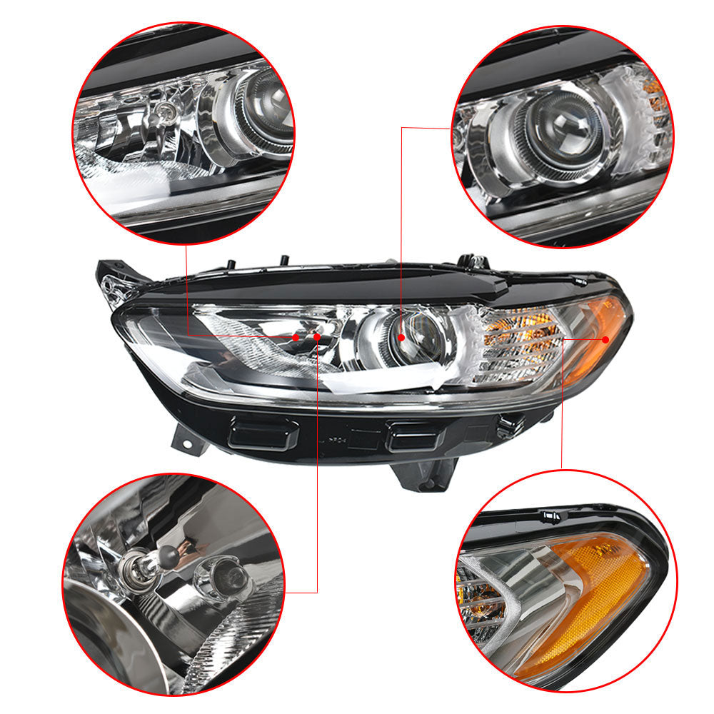 Left+Right Headlights For 2013 2014 2015 2016 Ford Fusion Lights Lamps Pair Set